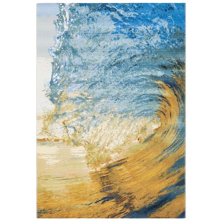 Safavieh 4 x 6 ft. Barbados Outdoor Rectangle Power Loomed Rug Blue & Gold BAR510M-4